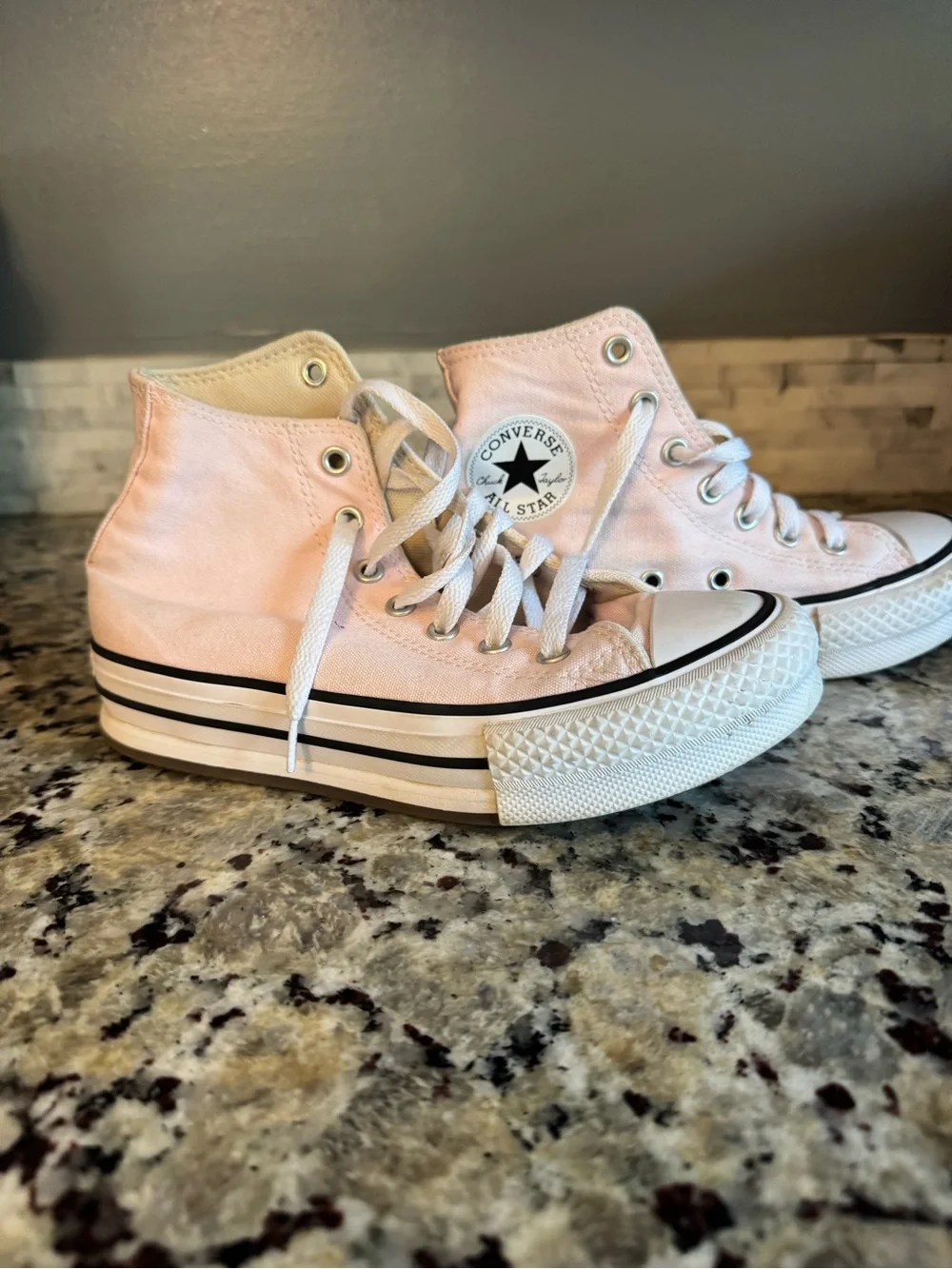 Converse Kids Light Pink High-Top Canvas Sneakers with White Soles